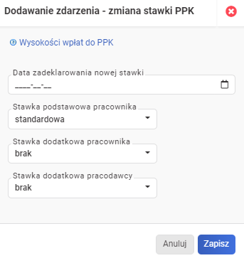 Stawki naliczania PPK w wFirma.pl