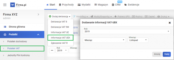 korekta vat ue - w systemie wfirma.pl