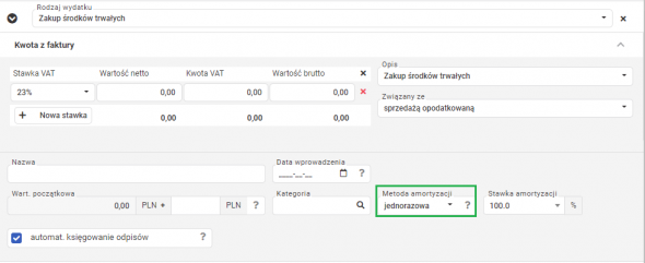 jednorazowa amortyzacja
