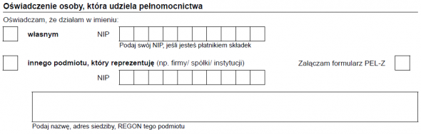 ZUS PEL - dane osoby udzielającej pełnomocnictwa