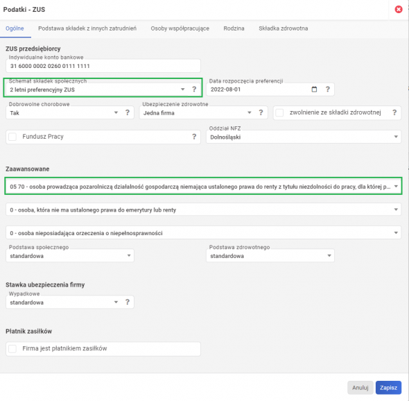 Preferencyjne składki ZUS na wFirma.pl