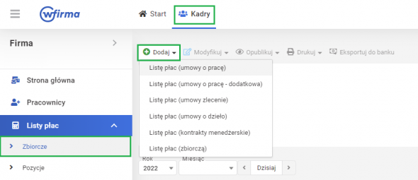 Lista płac w systemie wfirma.pl