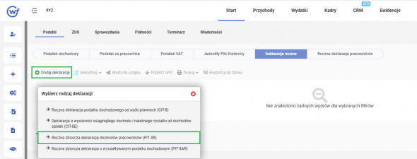 PIT-4R jak dodać w systemie wfirma.pl