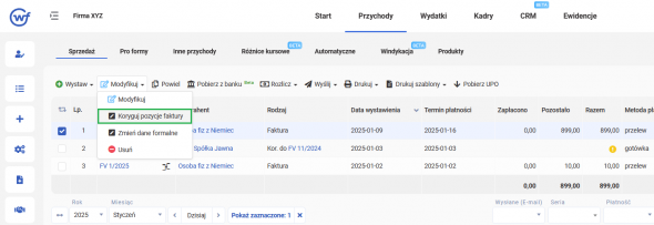 faktura korygująca