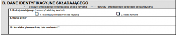 PIT-11 B. Dane identyfikacyjne składającego